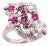 14 Karat White Gold Ruby and Diamond Cocktail Ring, Size 6 For Sale