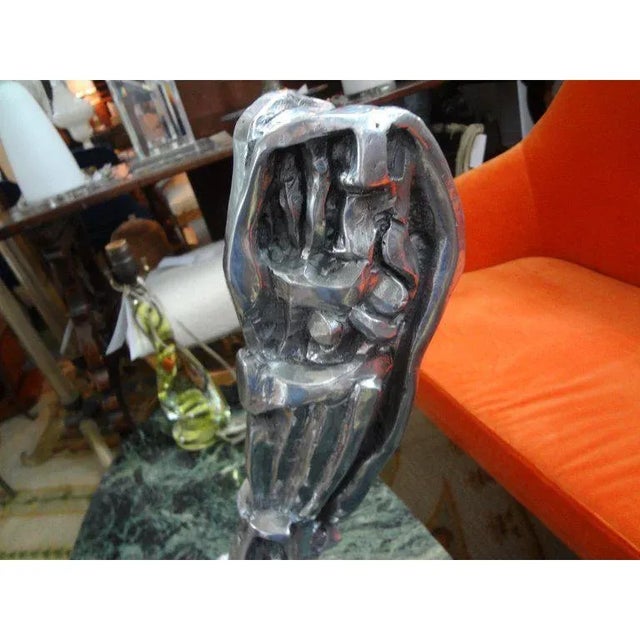 This is a large mid-century modern/abstract solid aluminum sculpture. This brutalist piece is singed Gary Brandt. This...