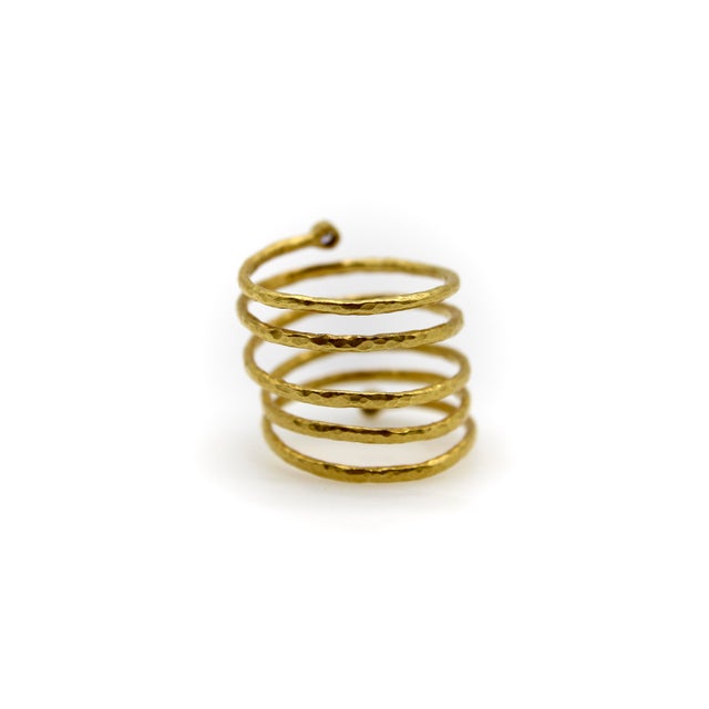 1990s 1990s Gurhan 22k Gold Diamond Spiral Coil Ring From Rain Collection, Size 7 For Sale - Image 5 of 10
