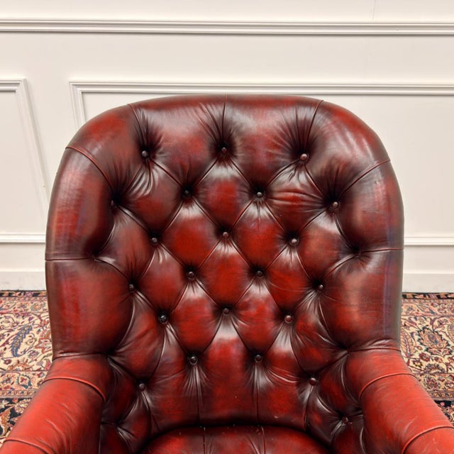 English Oxblood Chesterfield Office Chair For Sale - Image 5 of 8