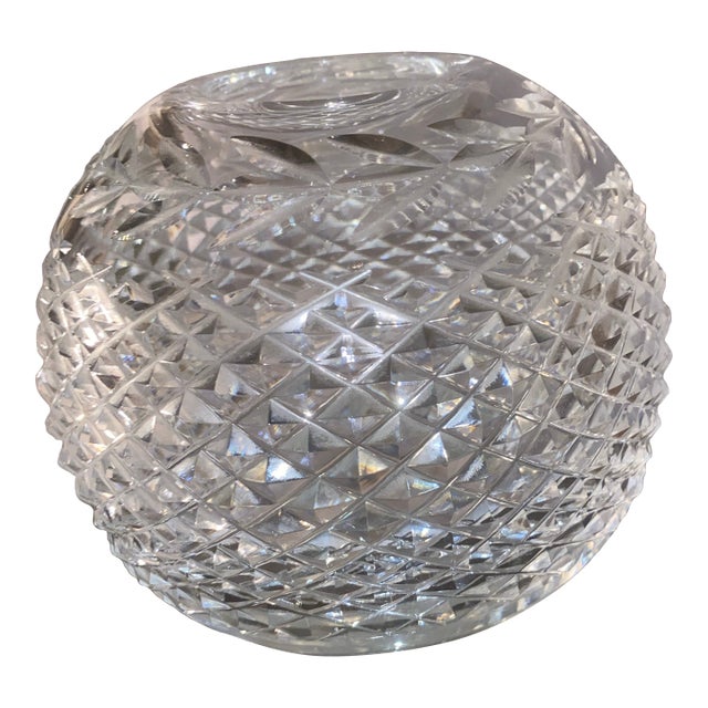 Waterford Crystal Glandore Rose Bowl Vintage Cut Glass Round Flower Vase Mint For Sale