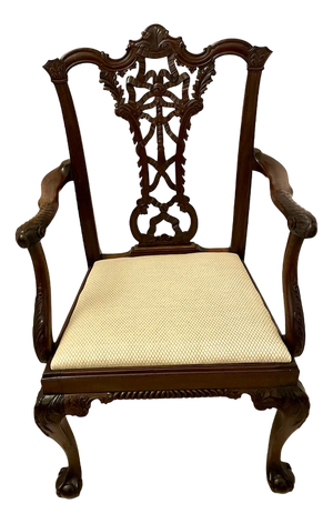 Victorian Carved Mahogany Desk Chair, 1880s