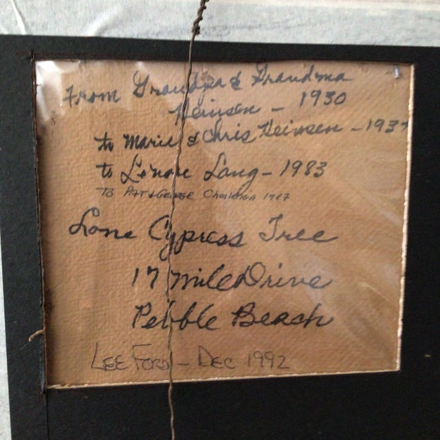 Brown Vintage 1920s Hand Colored Photograph of the Lone Cypress in Monterey, California For Sale - Image 8 of 12