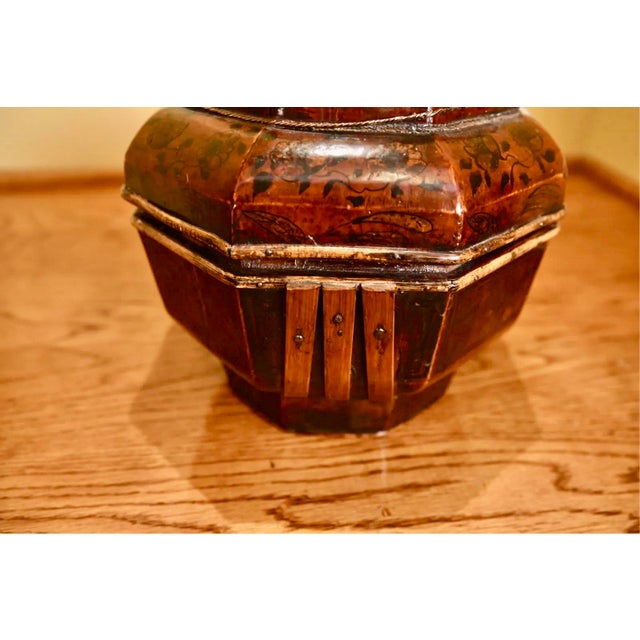 Wood Antique Chinese Lacquered Wooden Lidded Storage Vessel For Sale - Image 7 of 7