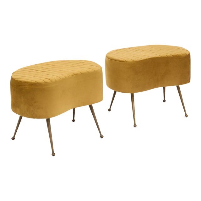 Vintage Italian Modernist Gold Stools For Sale