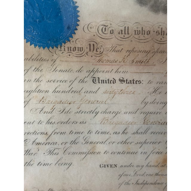 Mid 19th Century Mid 19th Century Abraham Lincoln Brigadier General Commission Signed as President For Sale - Image 5 of 8