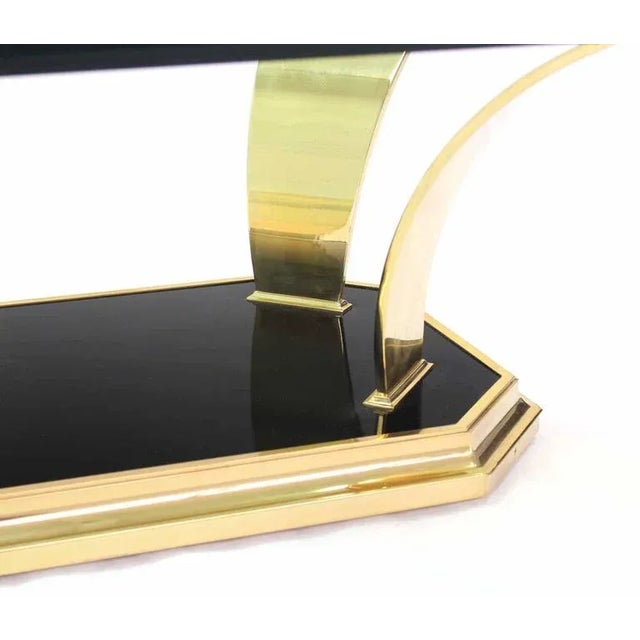 Metal Mid Century Modern Brass Leaf Motif Base & Glass Top Rectangular Coffee Table For Sale - Image 7 of 10