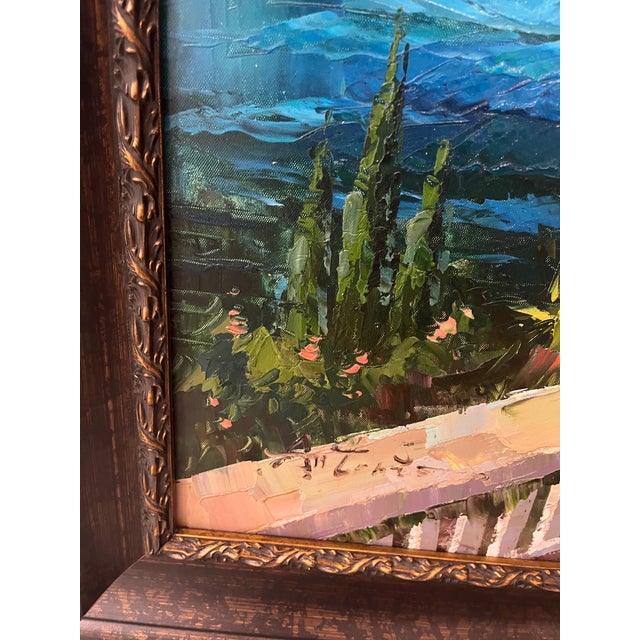 Mid 20th Century Mid 20th Century Signed Original Oil Painting 29.5"x41" Mediterranean Coast For Sale - Image 5 of 9