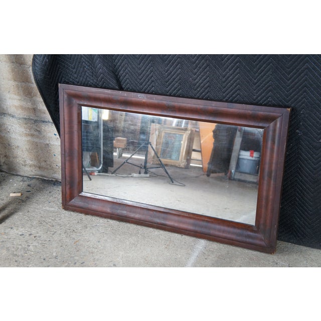 Antique American Empire Flame Mahogany Rectangular Wall Vanity Mirror 28" X 48" For Sale - Image 9 of 12