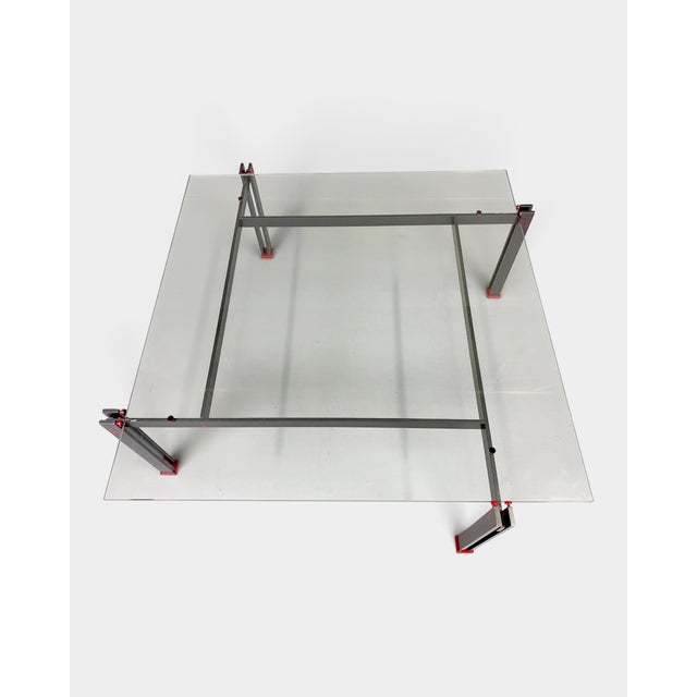1980s Postmodern Italian Coffee Table in Glass and Metal, Italy, 1980s For Sale - Image 5 of 7