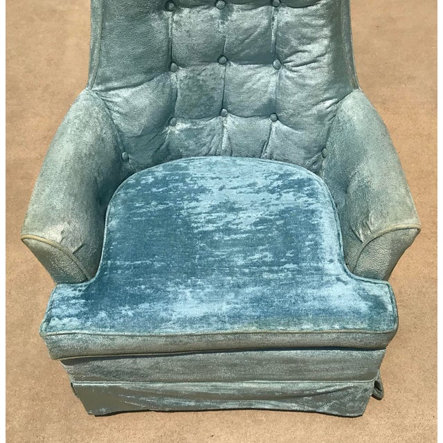 Vintage Baby Blue Velvet Swivel Rocker Chairish