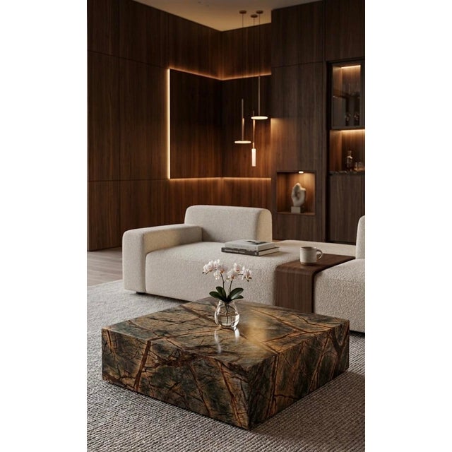 Not Yet Made - Made To Order Marble Coffee Table in Marmo Forest Brown by Andrea Grasso For Sale - Image 5 of 7