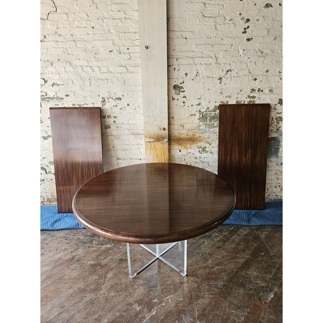 Vladimir Kagan Walnut and Acrylic Custom Dining Table - 102 Inches For Sale - Image 6 of 18