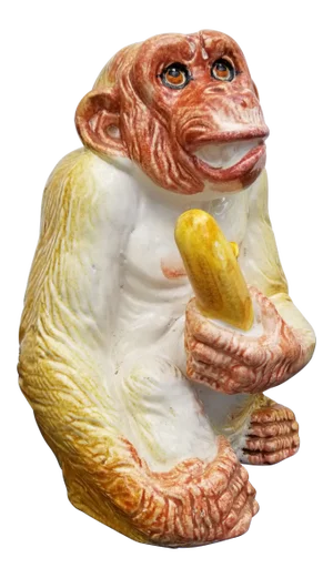 1960s Italian Ceramic Monkey With Banana Sculpture
