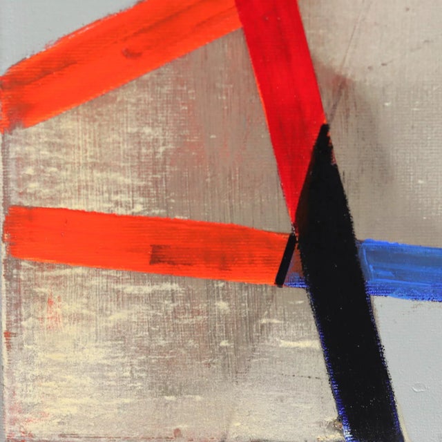 Modern Abstract Geometric Original Oil Painting on Canvas by Petra Rös-Nickel "The Line" For Sale - Image 4 of 9