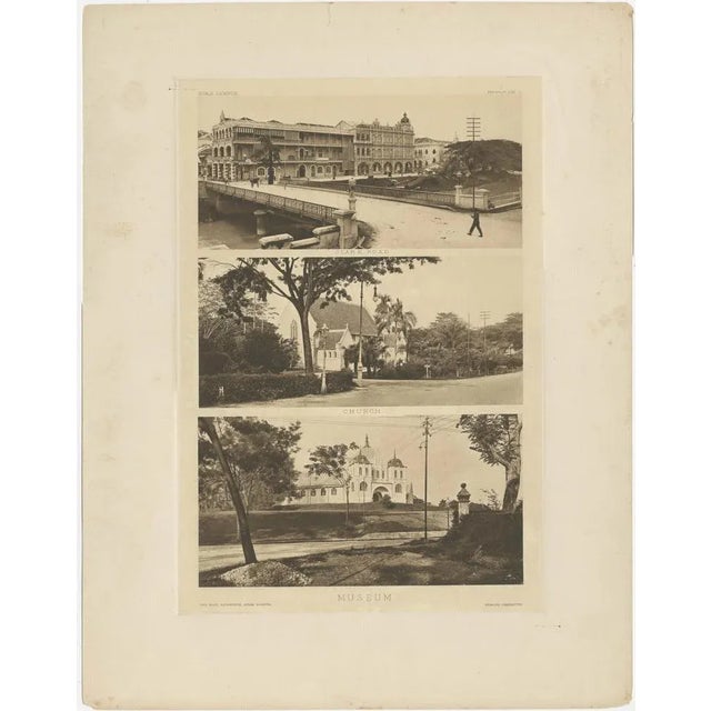 Three views of early kuala lumpur, malaysia in 1907. 1) clark road 2) church 3 museum this heliogravures are on one leaf...