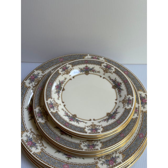 1980s Minton England "Persian Rose" 4 Dinner Plates and 4 Salad Plates and 4 Bread & Butter Plates - 12 pcs For Sale - Image 16 of 18