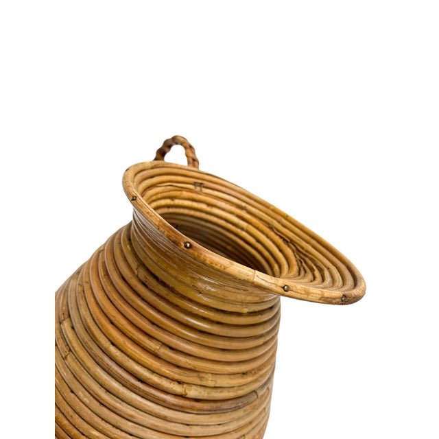 Wood French Pencil Reed Rattan Vase, 1950s For Sale - Image 7 of 18