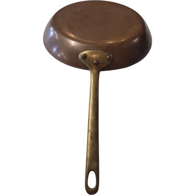 French Copper Saute Frying Pan c 1930 meadures 11" wide amd 19" long.