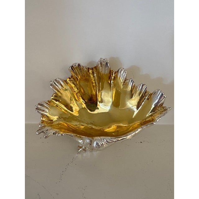 Late 20th Century French Silver and Gold Tone Shell Dish For Sale - Image 4 of 5