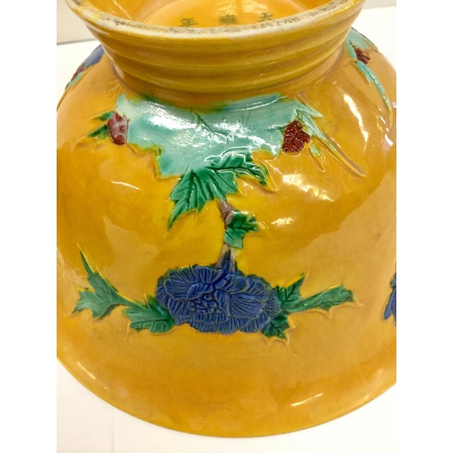 Chinese Hand Painted Emperor Yellow Bowls - a Pair For Sale - Image 11 of 13