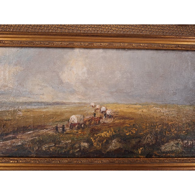 Mid 19th Century Charles Peck 1827-1900 Oil Painting Depicting Wagon Train For Sale - Image 4 of 7