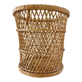 Rattan WasteBasket Planter For Sale