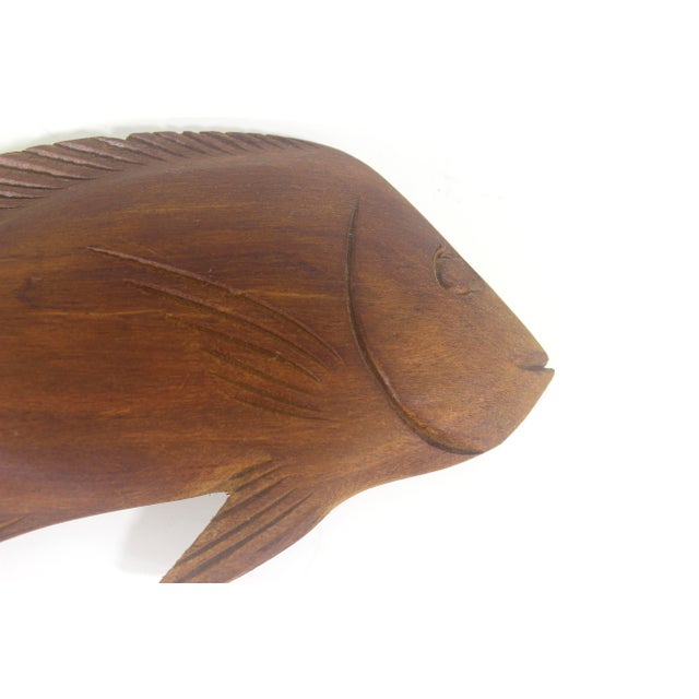Vintage Hand Carved Wood Fish Wall Decor For Sale - Image 6 of 12