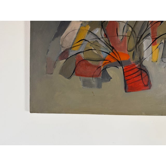 Gray 1970s C. Jackson Expressionist Abstract Oil on Canvas Painting – Signed, Unframed For Sale - Image 8 of 12