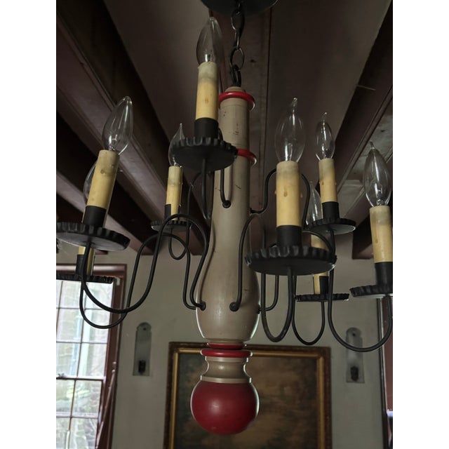 American 1970s Colonial Reproduction 8-Arm Chandelier For Sale - Image 3 of 5