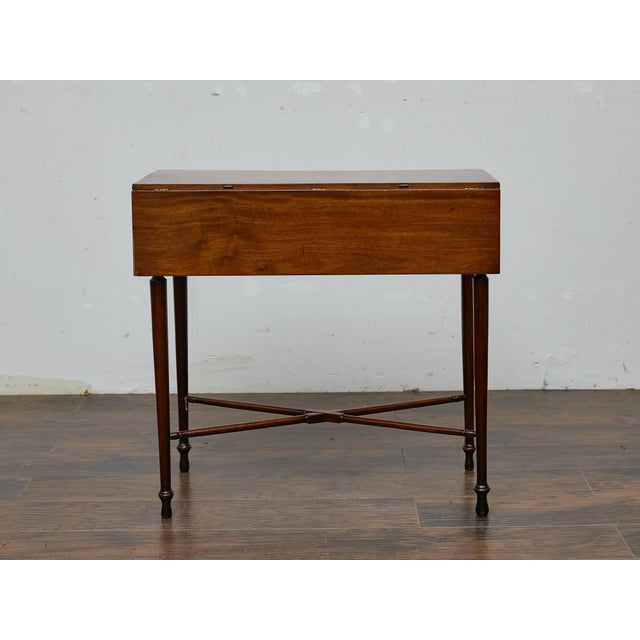 19th Century 19th Century English Mahogany Drop-Leaf Table with Slender Tapering Legs For Sale - Image 5 of 12