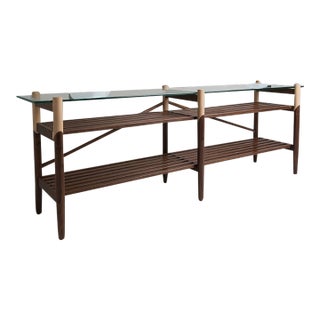 Earl Custom 8' Walnut / Maple Console For Sale