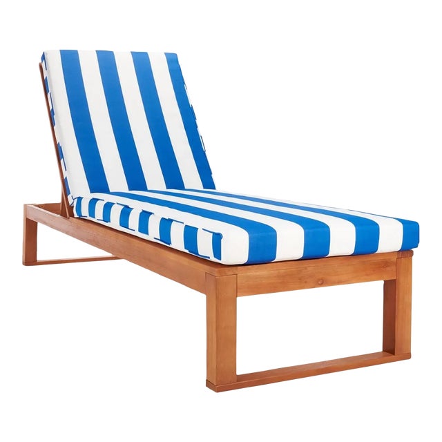 Solano Sunlounger - Natural/Royal Blue Striped For Sale