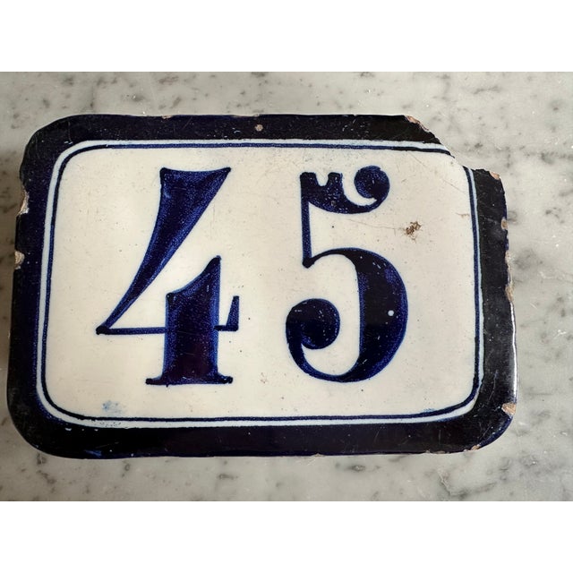 Blue Antique Italian Ceramic House Number For Sale - Image 8 of 8