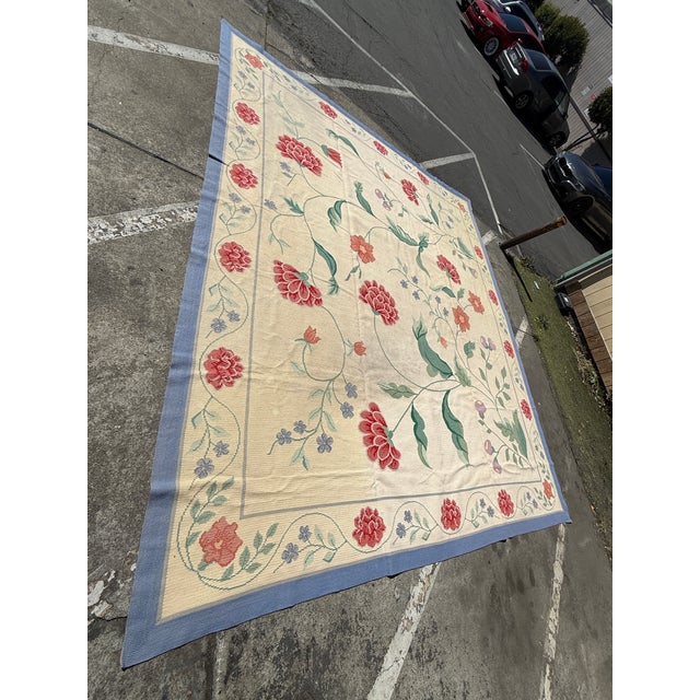 Design Plus Gallery presents an 11ft 8in × 13ft 11in Portuguese Petit-Point Area Rug by Starck. This custom 100% wool...