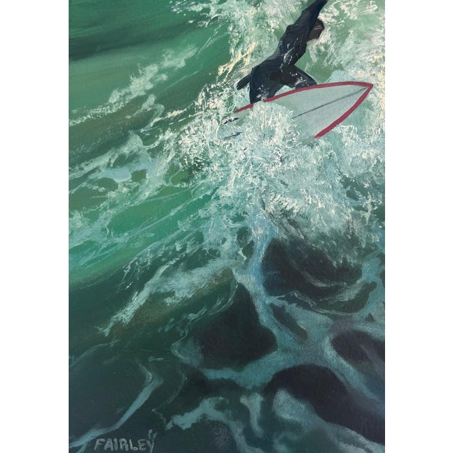 This is a miniature oil painting of a surfer on the California Coast. This painting is about the joy of surfing and living...