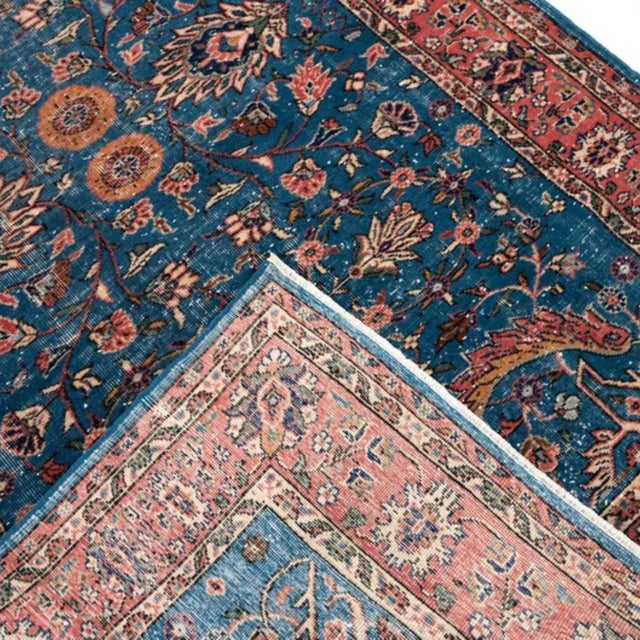 Blue Vintage Distressed Blue Ground Sparta Rug - 5'3" X 9' For Sale - Image 8 of 9