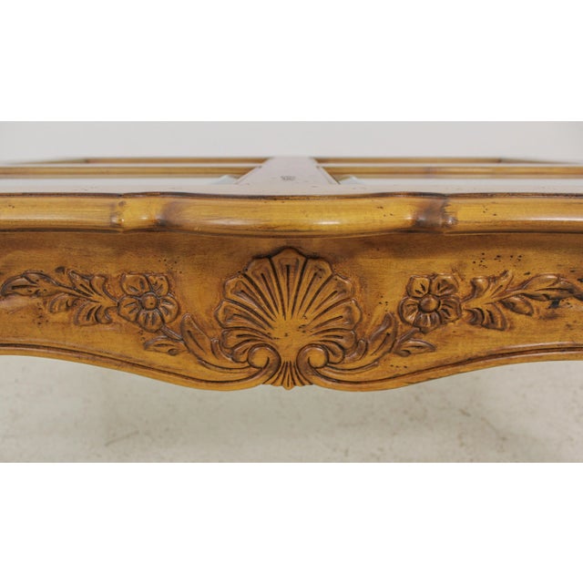 Century Country French Glass Top Coffee Table For Sale - Image 9 of 13