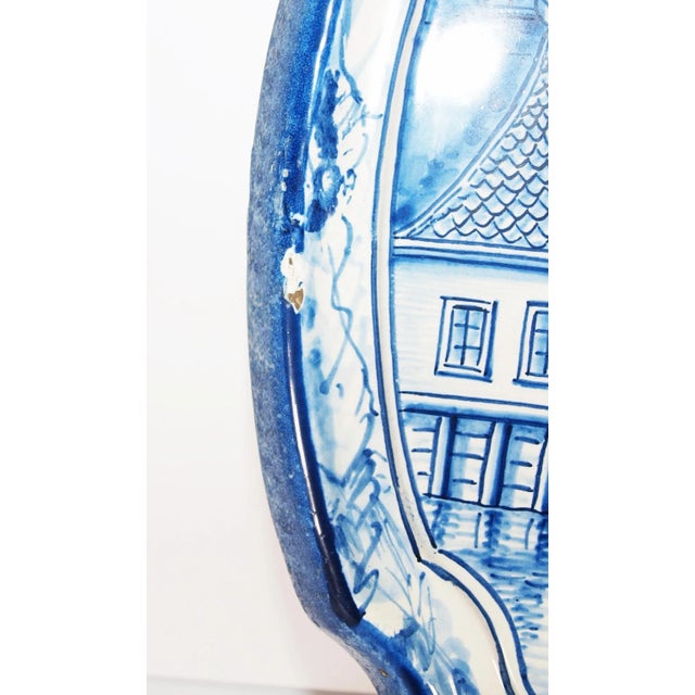 Ceramic Two Antique Dutch Royal Makkum Delft Blue & White Plaques W/ Dutch Fishing Vessels For Sale - Image 7 of 11