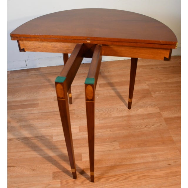 1910s Antique English Hepplewhite Mahogany Inlaid Console Table / Game Table For Sale - Image 6 of 10
