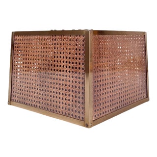 Acrylic Glass, Cane and Brass Cachepot Planter in the style of Dior Home, 1970s For Sale