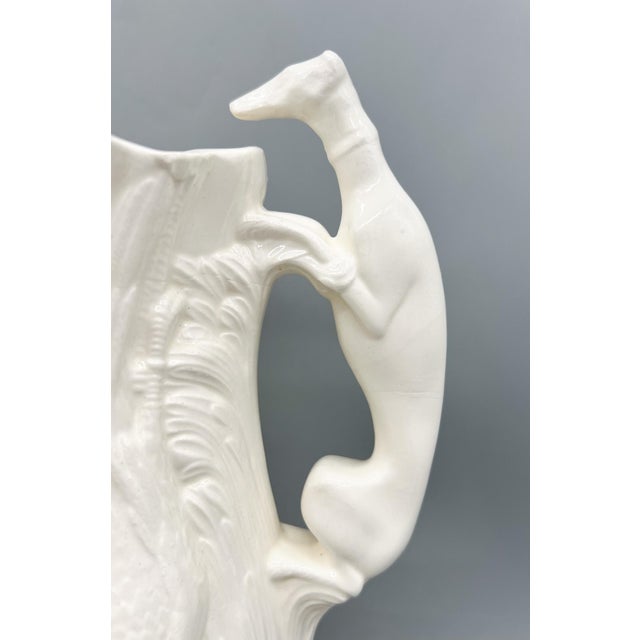 Vintage Cream Ceramic Game Bird Pitcher With Dog Handle — Rustic European / English Sporting For Sale - Image 12 of 13