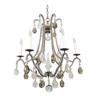 Massive Dennis and Leen Beaded Chandelier Quartz Rock Prisms and Smoke Prisms For Sale