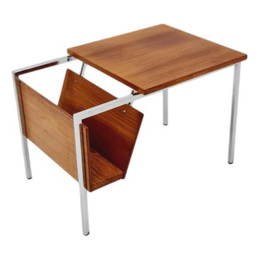 Mid-Century Danish Teak Side Table with Magazine Rack, 1960s For Sale