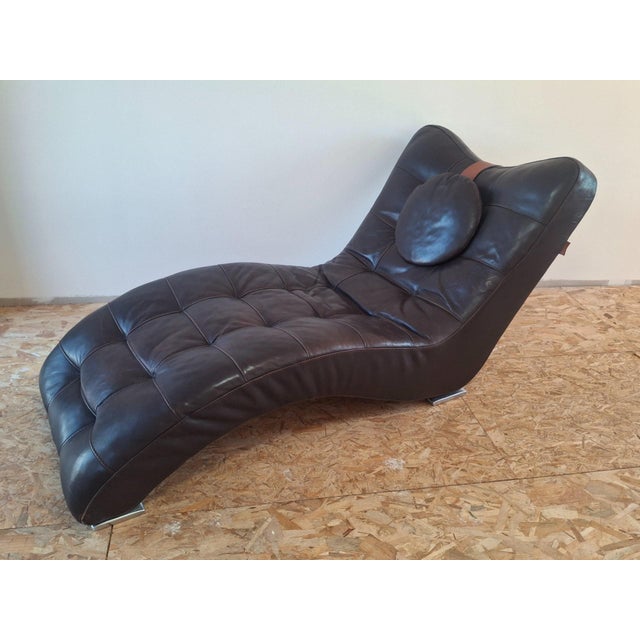 Contempo Leather Chaise Lounge by Artful Casa\.ontemporanea, Italy, 1970s For Sale - Image 12 of 12