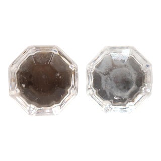 Pair of Vintage 1.375 In. Faceted Clear Glass Cabinet Knobs For Sale