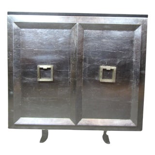 Mid 20th Century Silver Painted Cabinet w/ Marble For Sale