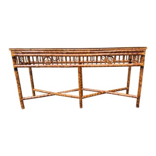 Tortoise Bamboo Console With Fabulous Patina For Sale