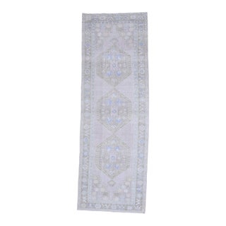 1970s Vintage Handmade Wool Cotton Turkish Beige Runner Rug For Sale