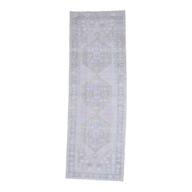 1970s Vintage Handmade Wool Cotton Turkish Beige Runner Rug For Sale